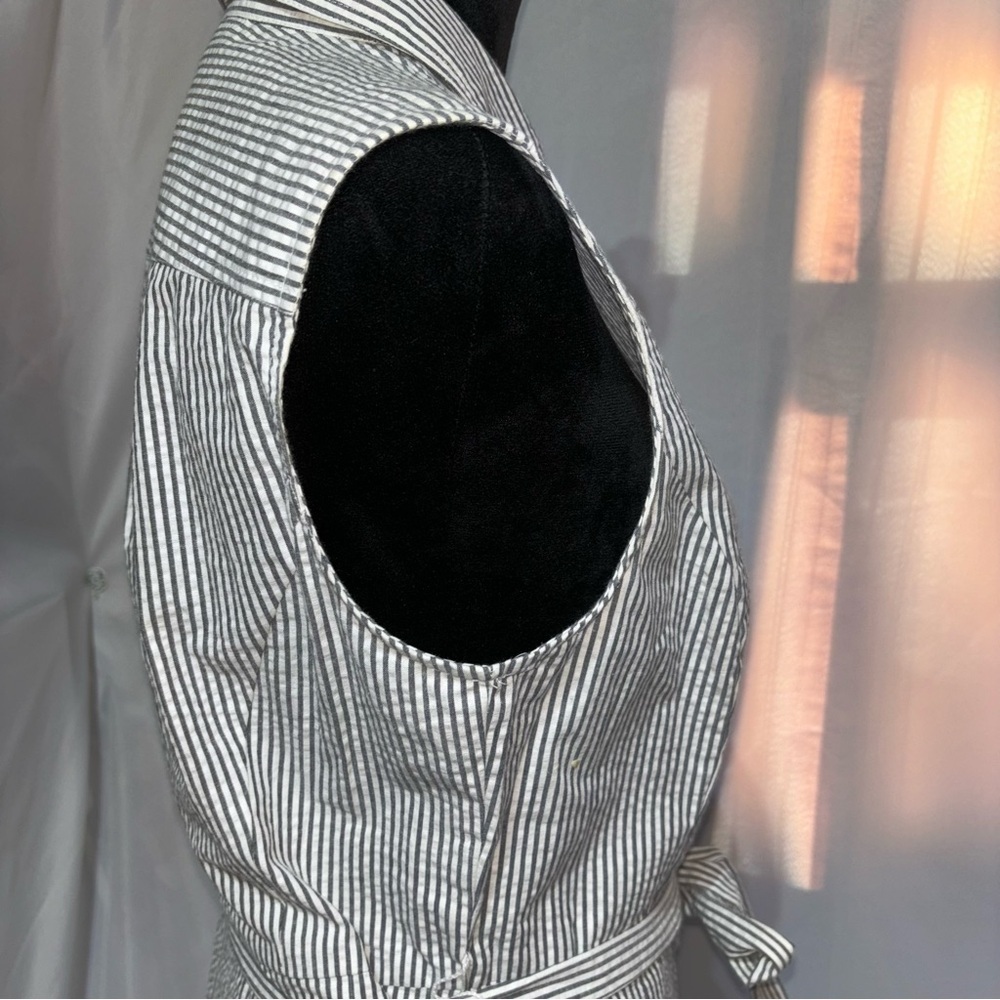 JONES & CO Jones New York Nautical Pleated Sleeveless Stripe Shirt Dress Size 12 - Picture 8 of 11